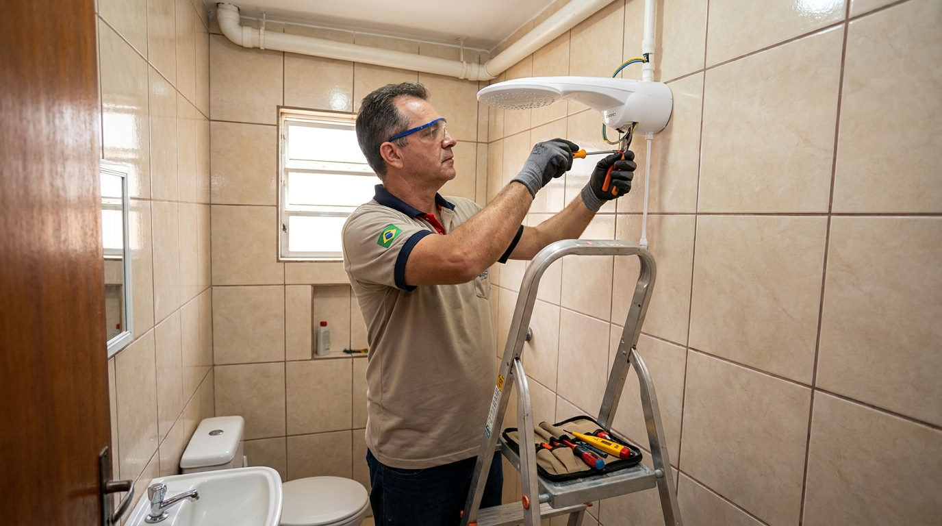Substituição de Chuveiro Antigo em São José dos Campos‑SP